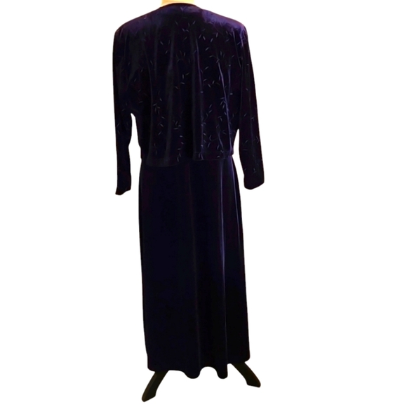 VTG 80's Talbots Blue Velvety Velour Maxi Dress with Jacket Women size M petite - Picture 4 of 15